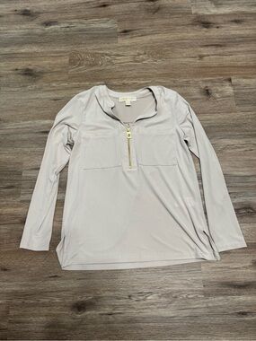 Michael Kors Light Beige Long Sleeve Zip Front Tunic